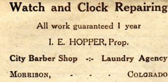 I.E. Hopper guaranteed his work repairing watches and clocks.